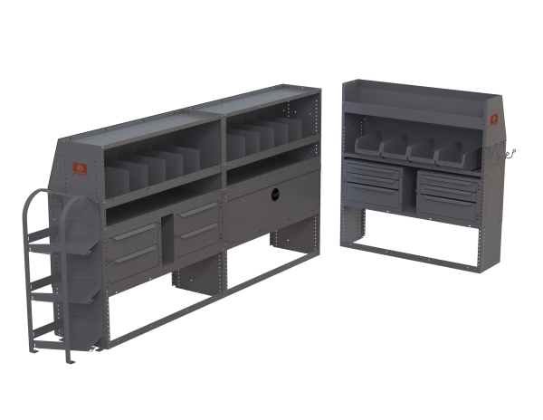 HVAC Cargo Van Shelving Package - Ford Transit Low Roof, GM Express/Savana