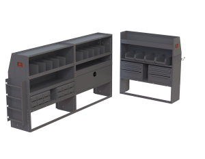 Electrician Cargo Van Shelving Package - Ford Transit Low Roof, GM Express/Savana